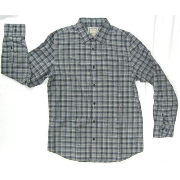 NWT Men's Calvin Klein Brand Navy/White Plaid Shirt Size MEDIUM - Picture 1 of 2